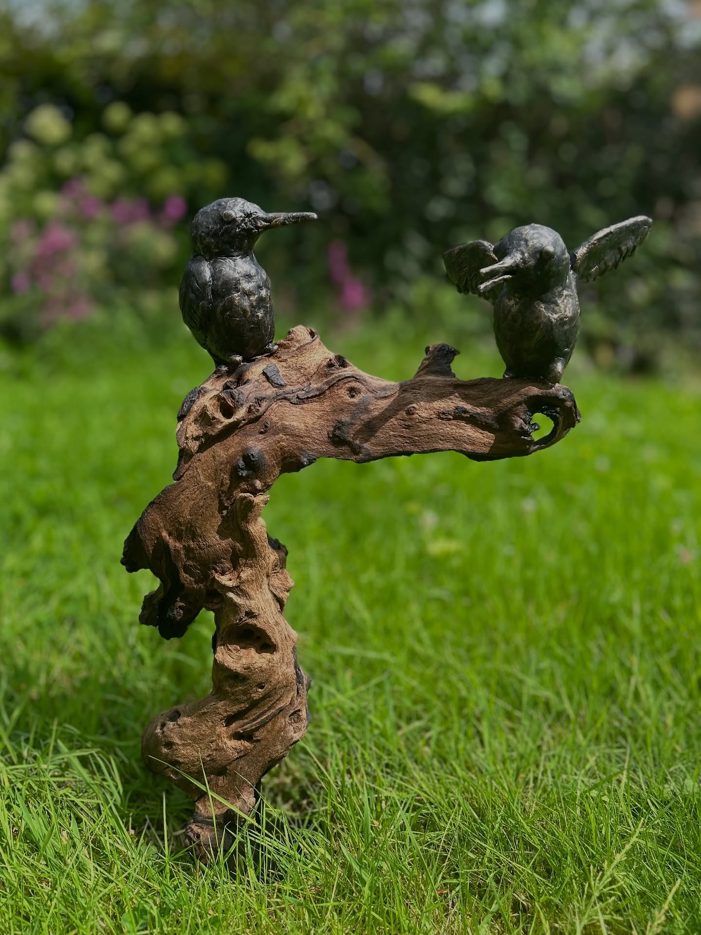 Hout met beeldjes van ijsvogels "Vleugels van vertrouwen"